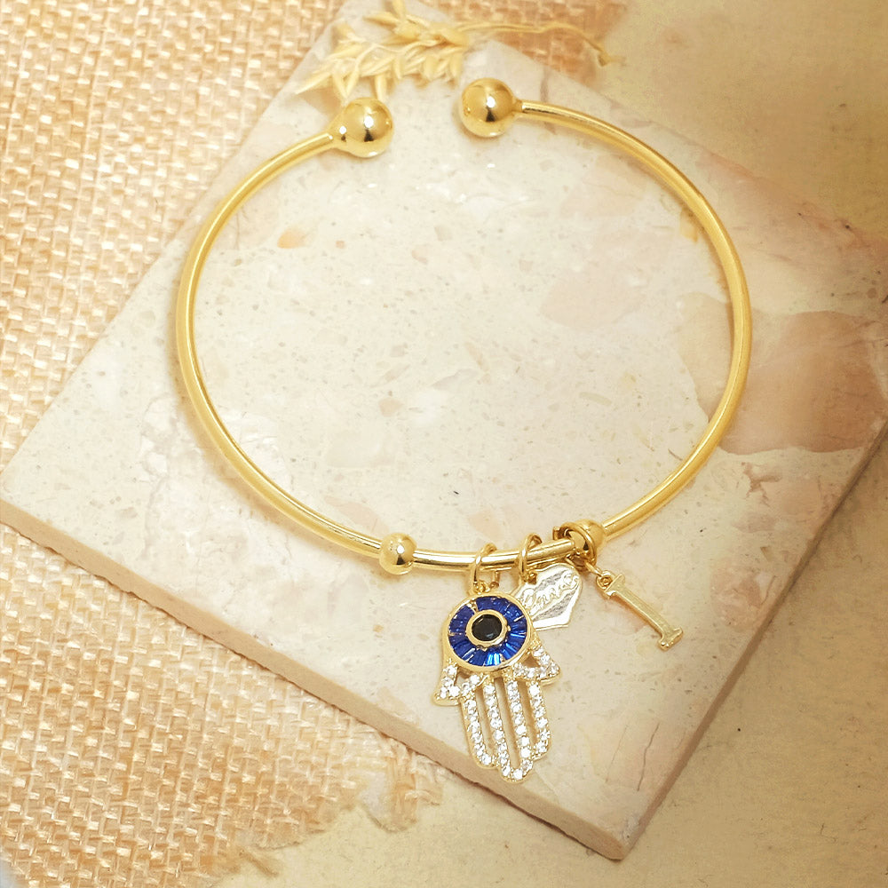 Personalized Initial Hamsa Bracelet + Gift Box