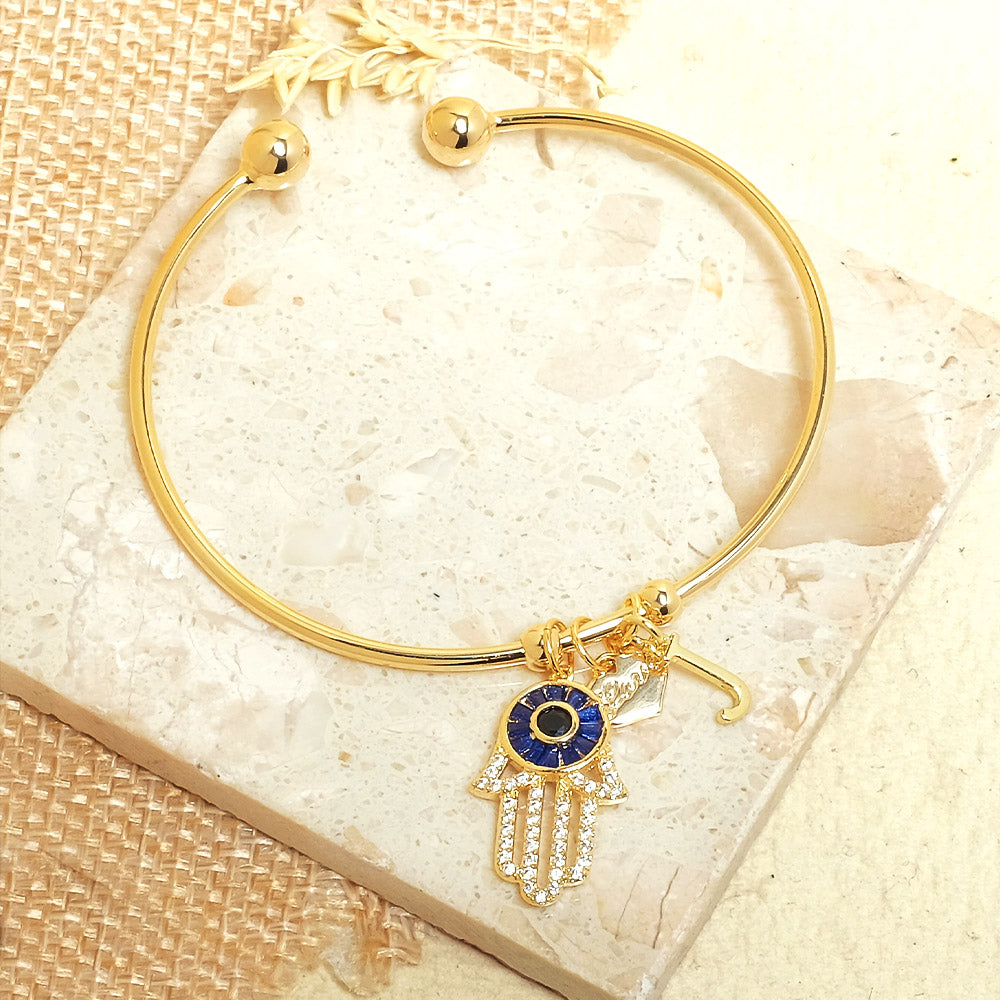 Personalized Initial Hamsa Bracelet + Gift Box