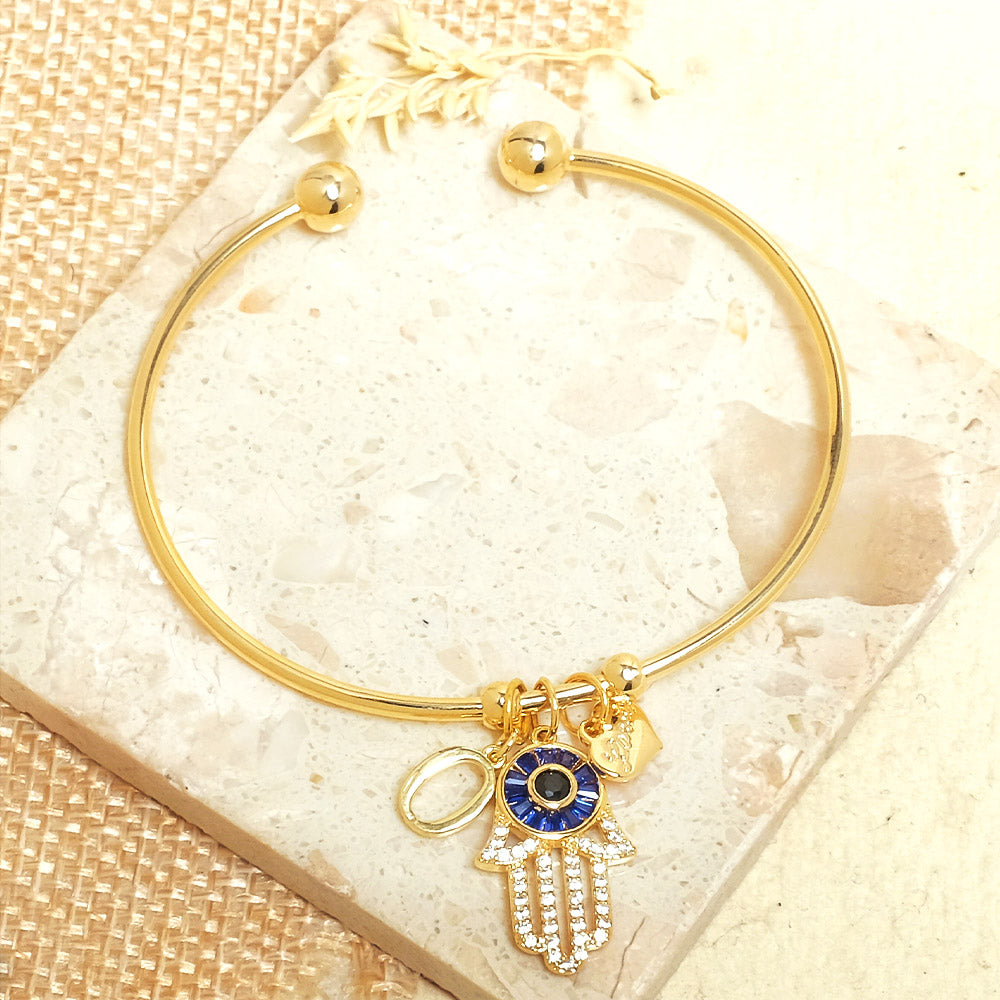 Personalized Initial Hamsa Bracelet + Gift Box