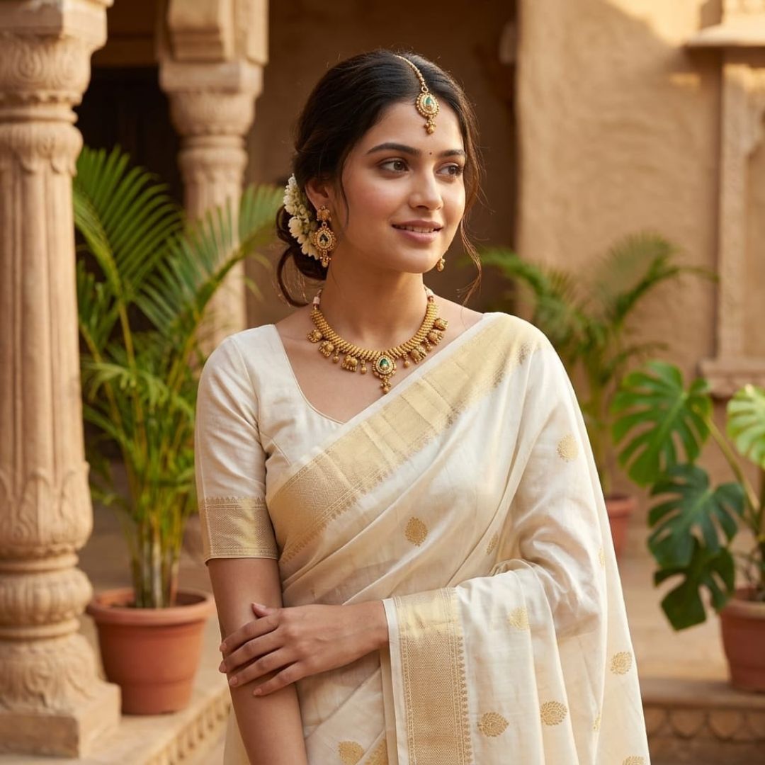 Imperial Tusker antique gold necklace set with elephant motif, emerald stones, earrings and maang tikka for bridal wear.