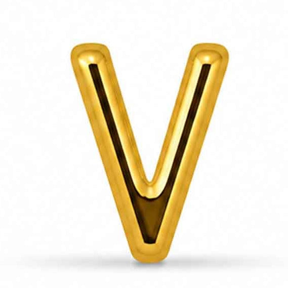 Gold-tone uppercase V letter charm with a smooth, glossy finish and rounded edges, featuring a bold and simple design. The charm is displayed against a clean white background.