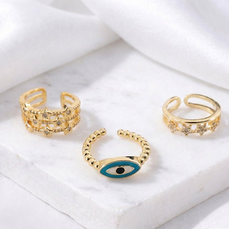 Evil Eye Stardust Ring Stack