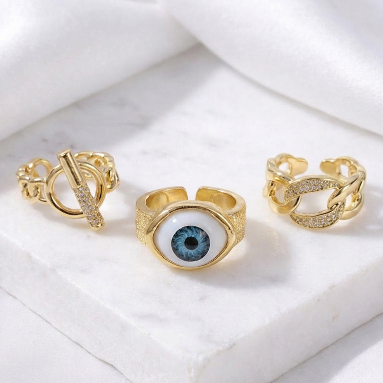 Evil Eye Aura Ring Stack (40% OFF)