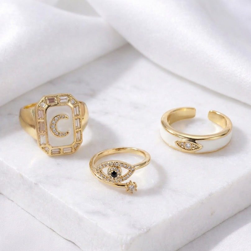 Gilded Ivory Ring Stack