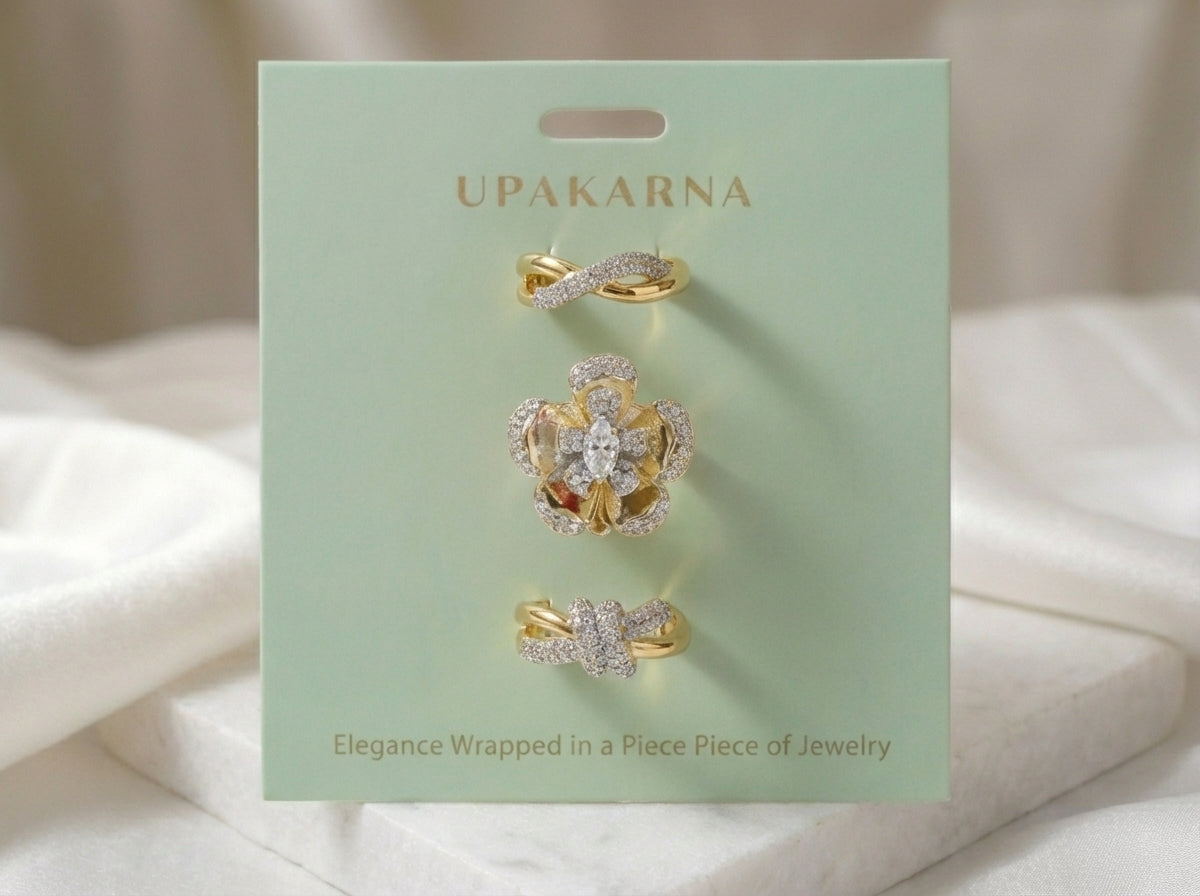 Diamond Drape Ring Stack