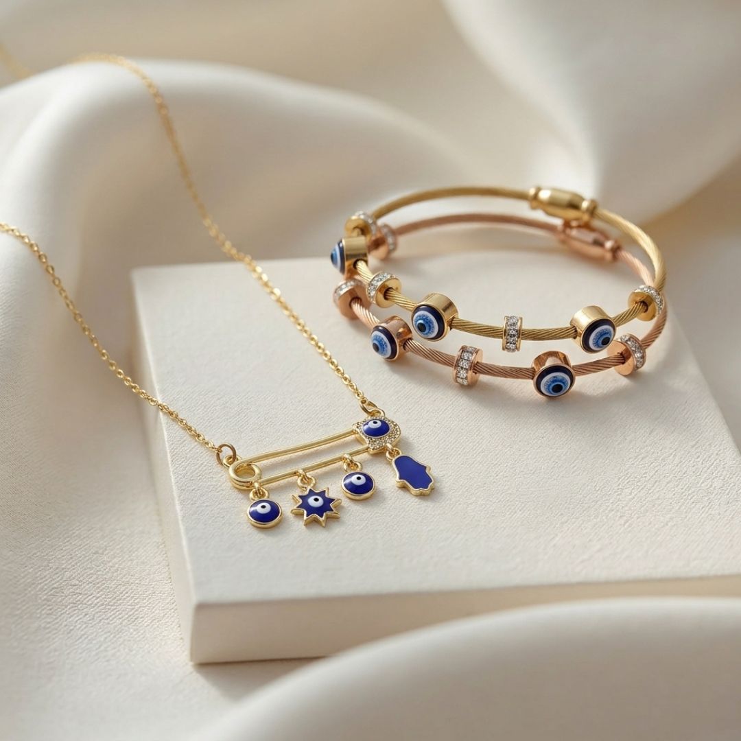 Evil Eye Signature Set | Anti-tarnish | Gold Plated | Demi-Fine