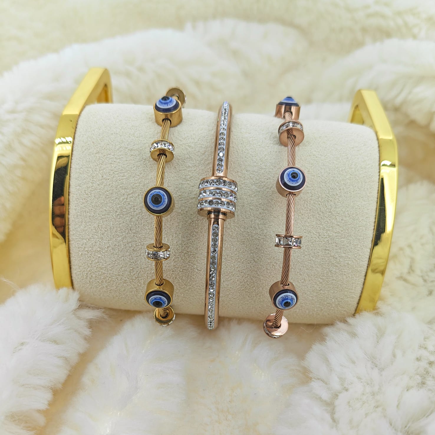Evil Eye Luxe Bangle Stack | Anti-tarnish | Demi-Fine