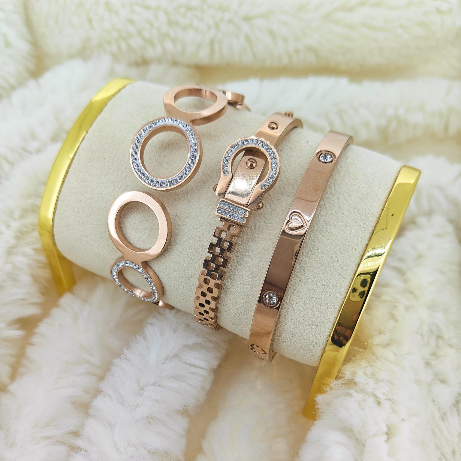 Rosegold Harmony Bangle Stack | Openable | Anti-tarnish