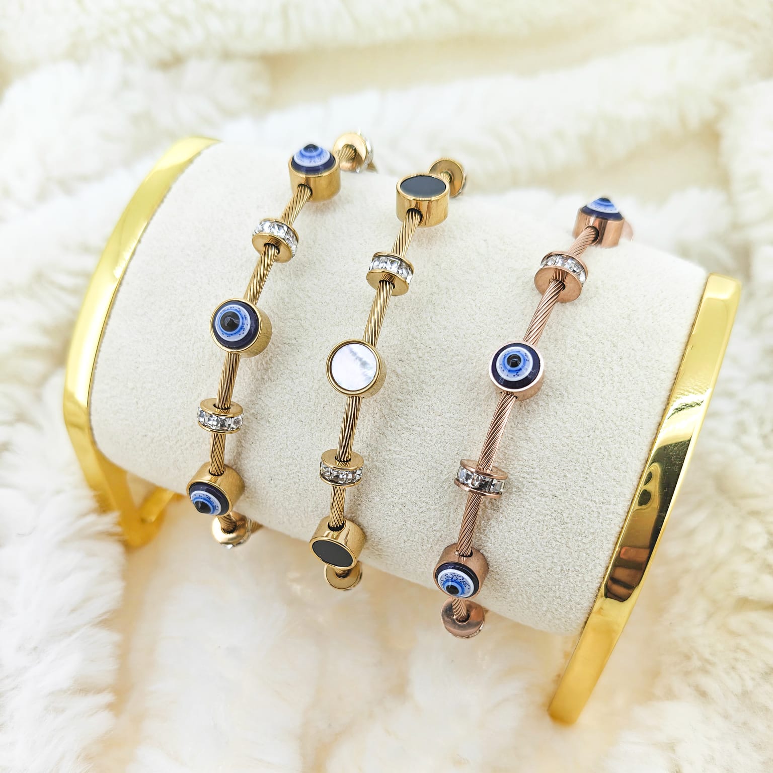 Timeless Trio Bangle Stack | Anti-tarnish | Magnetic Lock