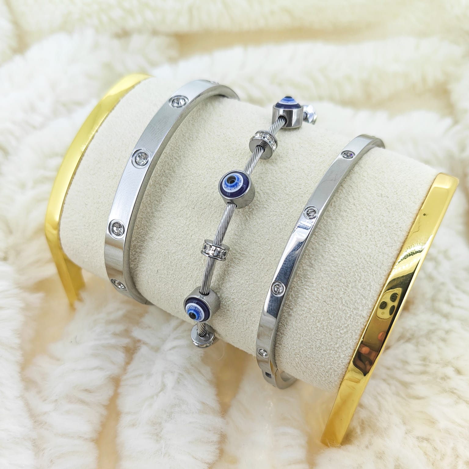 Evil Eye Elegance Bangle Stack | Anti-tarnish | Demi-Fine
