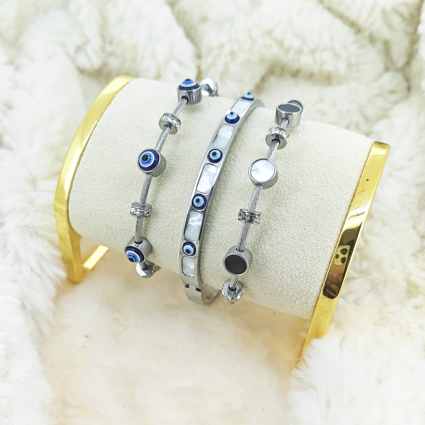 Celestial Evil Eye Bangle Stack | Anti-tarnish | Demi-Fine