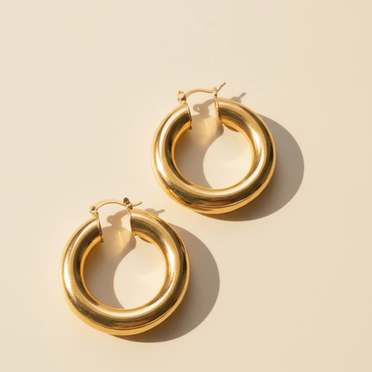 Big Cloudy Hoop Earrings, golden