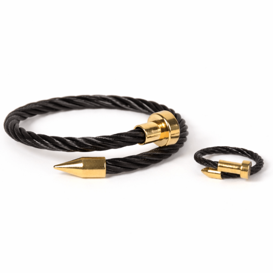 Carbon Bolt Cuff Bangle & Ring Set - Upakarnaproduct_type