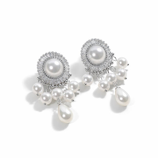Celestial Pearl Dangler Earring, silver