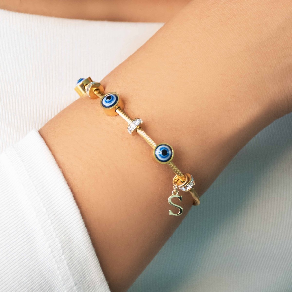 Classic Evil Eye With Personalized Initial - Upakarnaproduct_type
