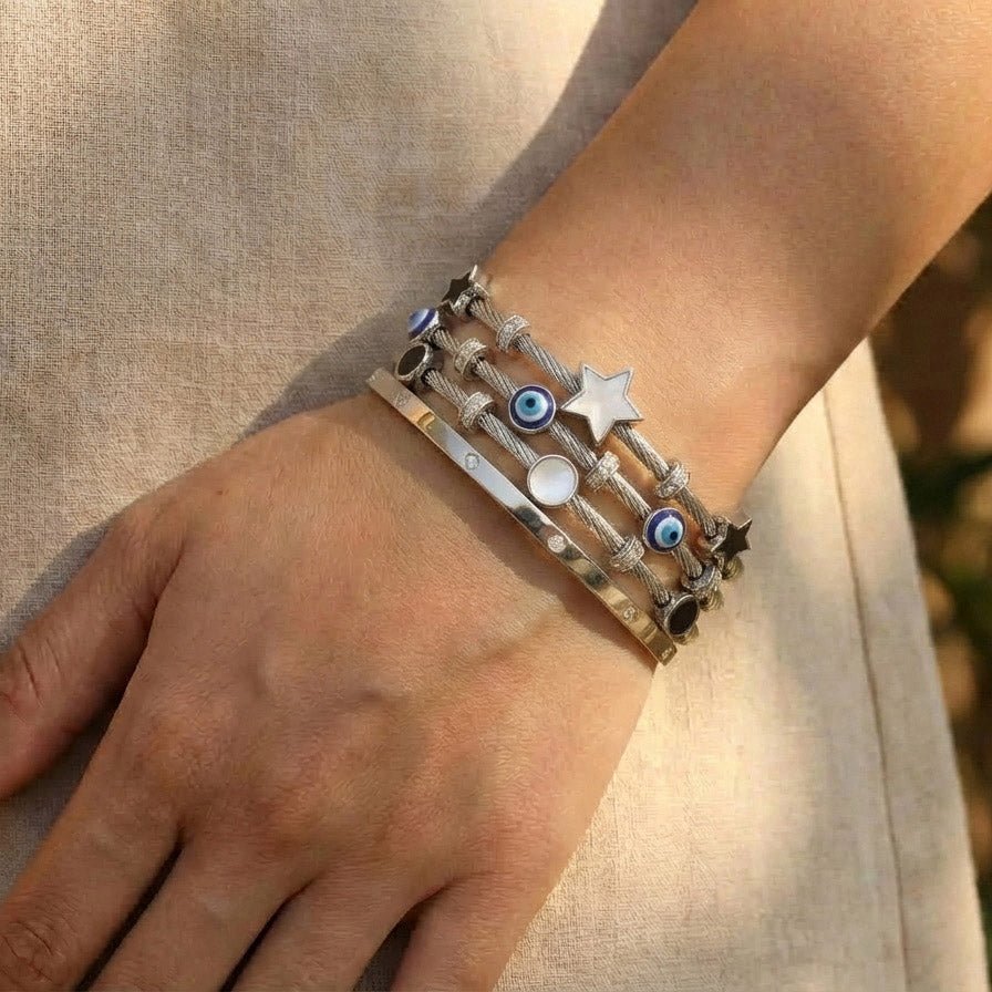 Classic Silver Bangle Stack - Upakarnaproduct_type