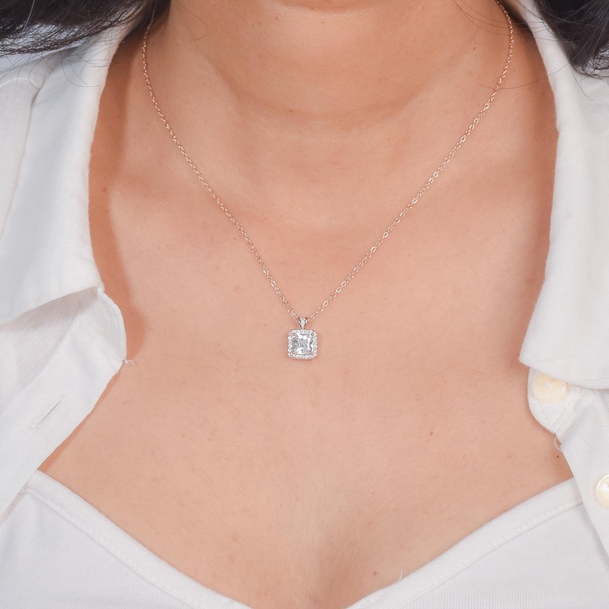 Classic Square Diamond Necklace - Upakarnaproduct_type