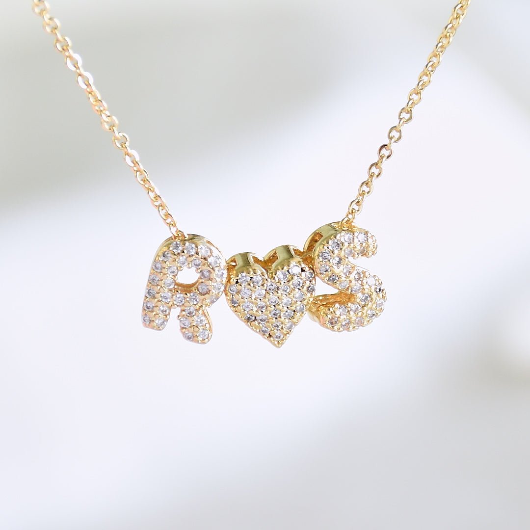 Couple Initial Necklace | Personalised Love Pendant with Heart Charm - Upakarnaproduct_type