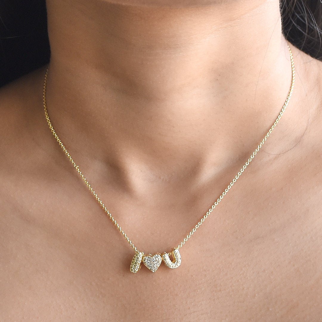 Couple Initial Necklace | Personalised Love Pendant with Heart Charm - Upakarnaproduct_type
