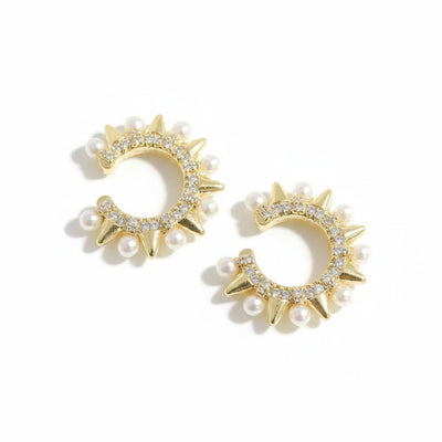 Crescent Pearl Ear Cuff Earrings