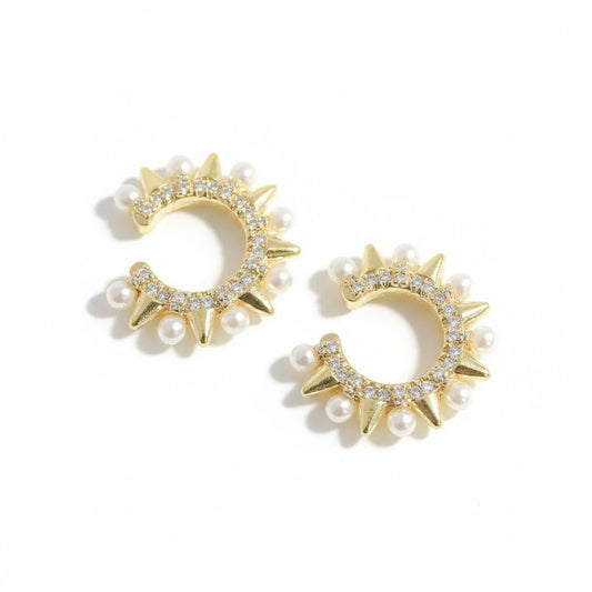 Crescent Pearl Ear Cuff Earrings