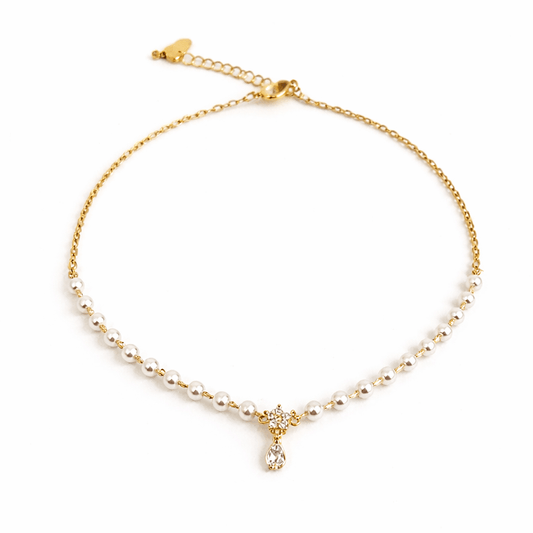 Crystal Floret Pearl Anklet