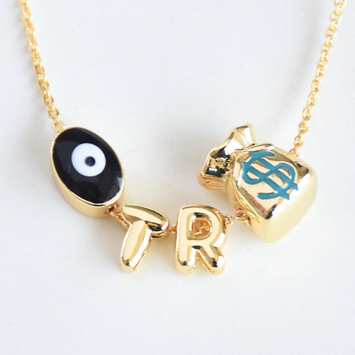 Cute Name Charms Necklace | Custom Letter & Symbol Chain - Upakarnaproduct_type