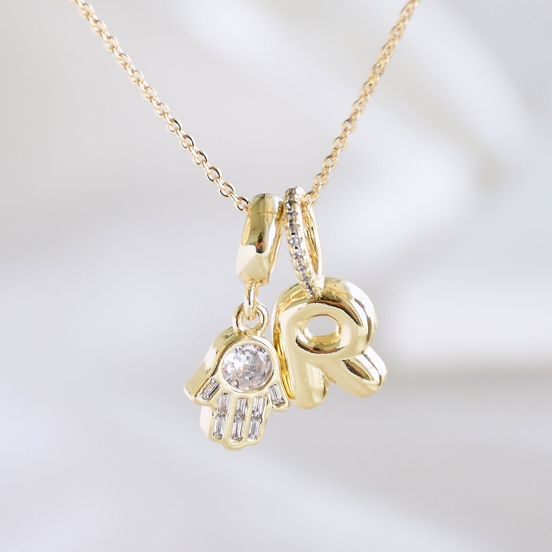 Dainty Alphabet Charm Necklace | Personalised Dangling Initial Pendant - Upakarnaproduct_type