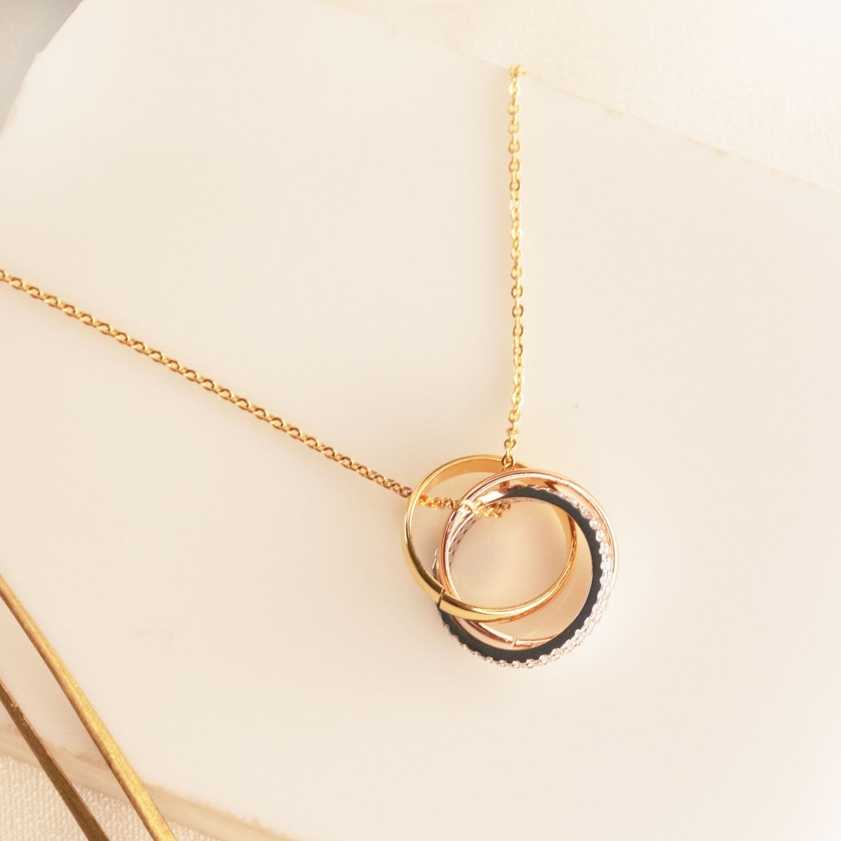 Dainty Triple Ring Necklace - Upakarnaproduct_type