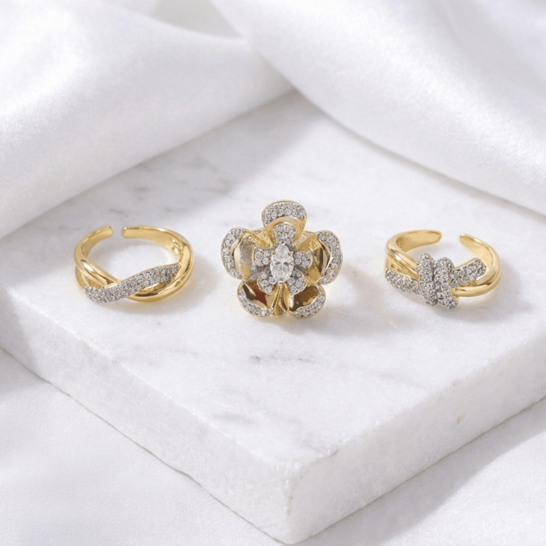 Diamond Drape Ring Stack - Upakarnaproduct_type