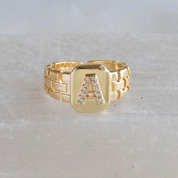 Diamond Initial Studded Ring - Upakarnaproduct_type