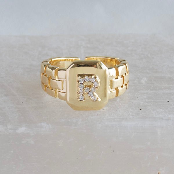 Diamond Initial Studded Ring - Upakarnaproduct_type