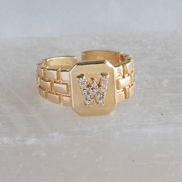 Diamond Initial Studded Ring - Upakarnaproduct_type