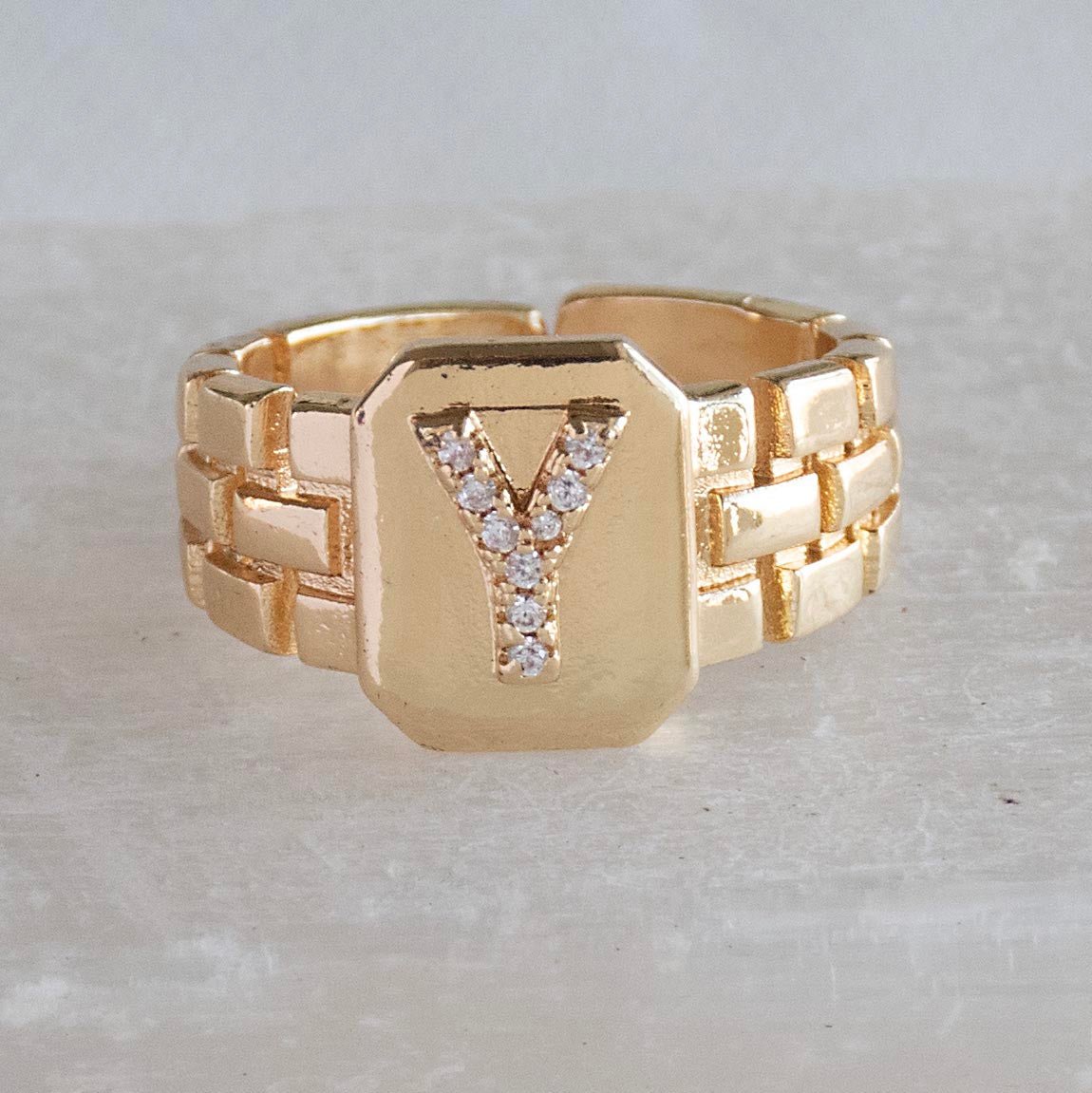 Diamond Initial Studded Ring - Upakarnaproduct_type