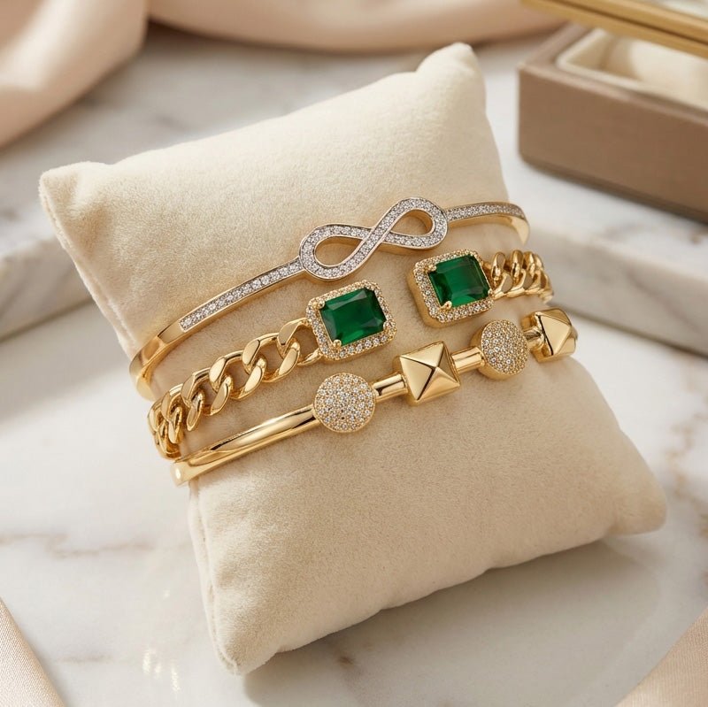 Emerald Pave Bangle Stack - Upakarnaproduct_type
