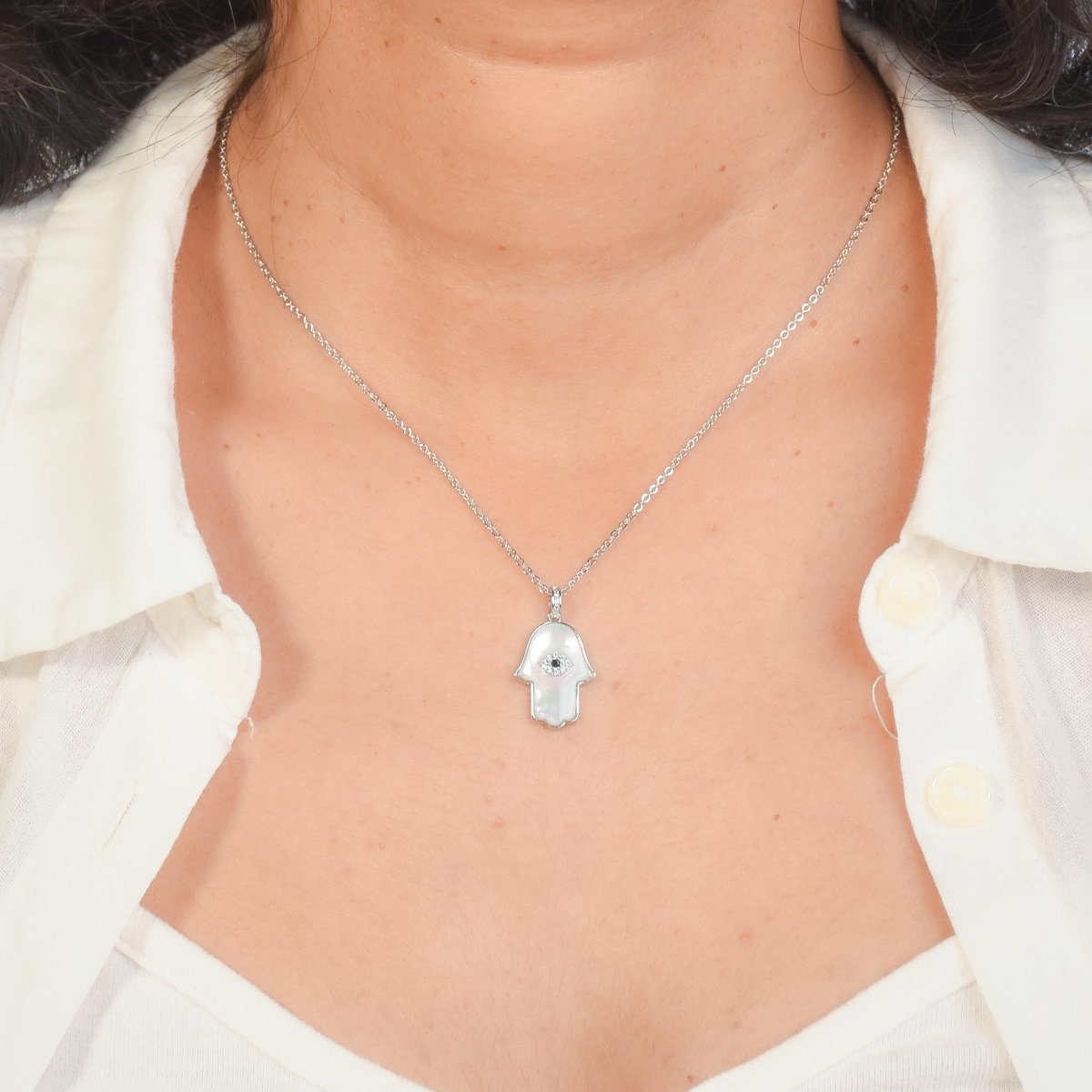 Enamel Hamsa Pendant Necklace - Upakarnaproduct_type