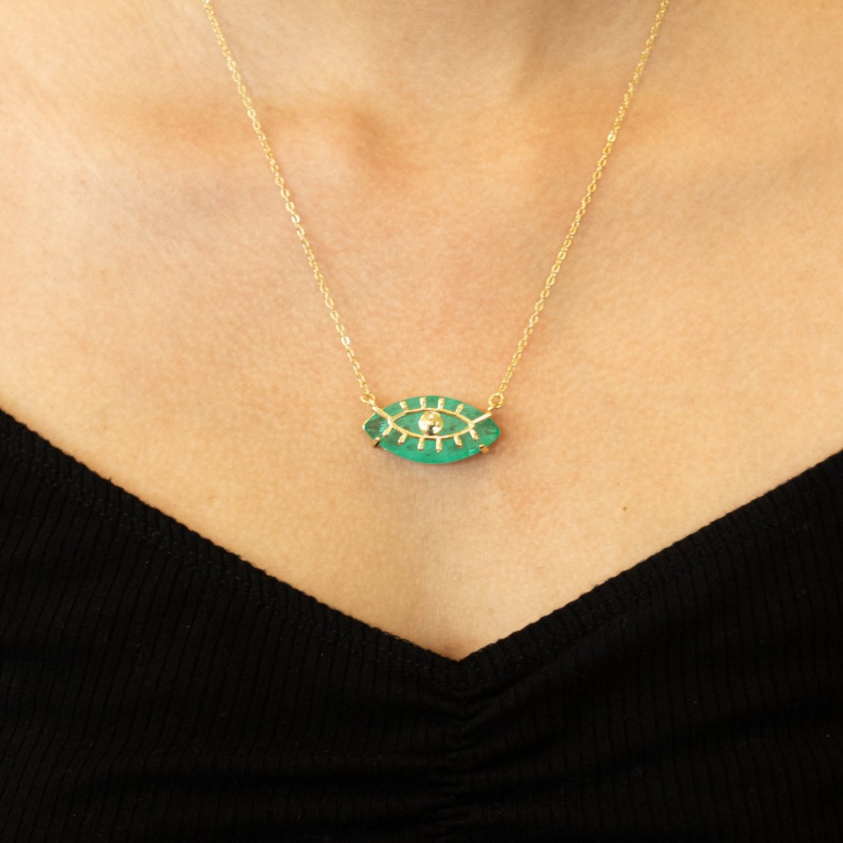 Evil Eye Crystal Necklace - Upakarnaproduct_type