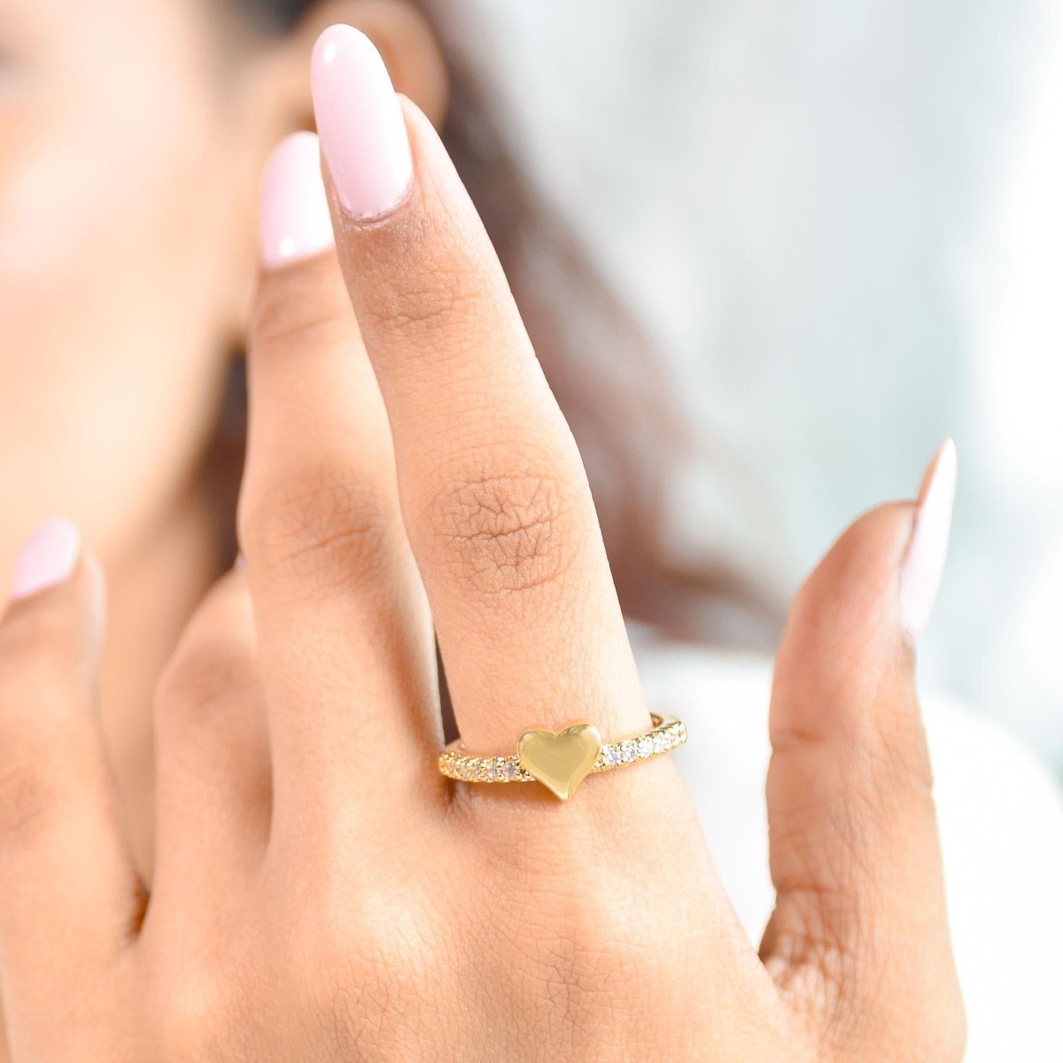 Evil Eye Heart Ring Stack - Upakarnaproduct_type