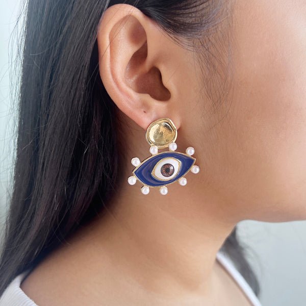 Evil Eye Pearl Earrings - Upakarnaproduct_type