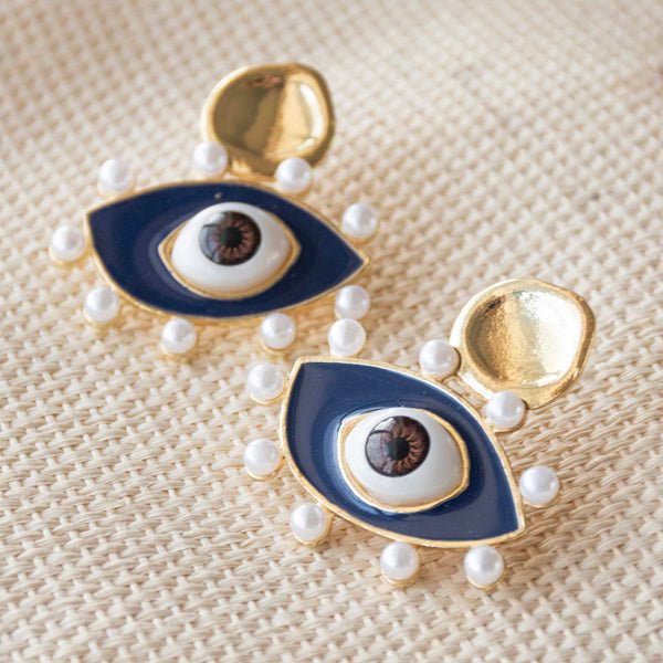 Evil Eye Pearl Earrings - Upakarnaproduct_type