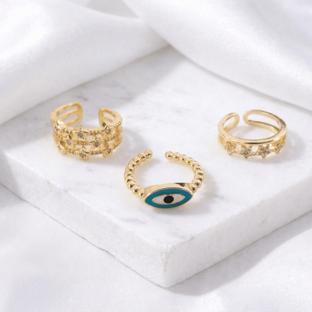 Evil Eye Stardust Ring Stack - Upakarnaproduct_type