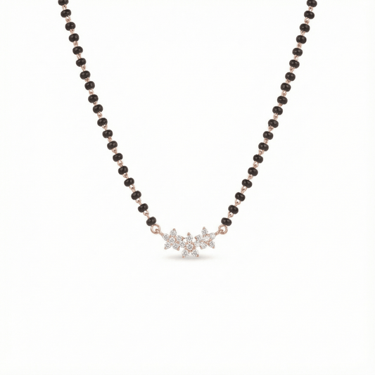 Floral Mangalsutra Necklace, rose gold