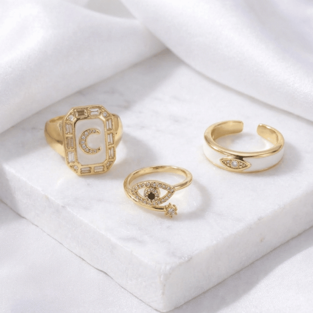 Gilded Ivory Ring Stack - Upakarnaproduct_type