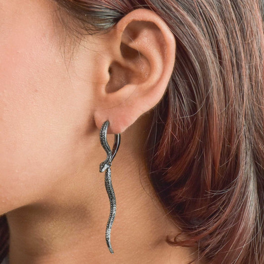 Gilded Snake Earrings, silver