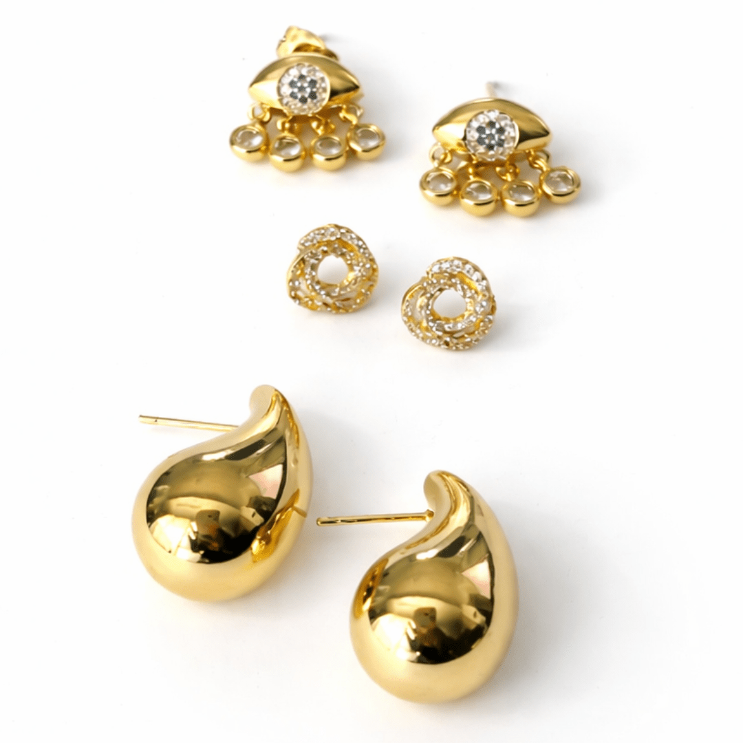Golden Drop Earring Stack - Upakarnaproduct_type