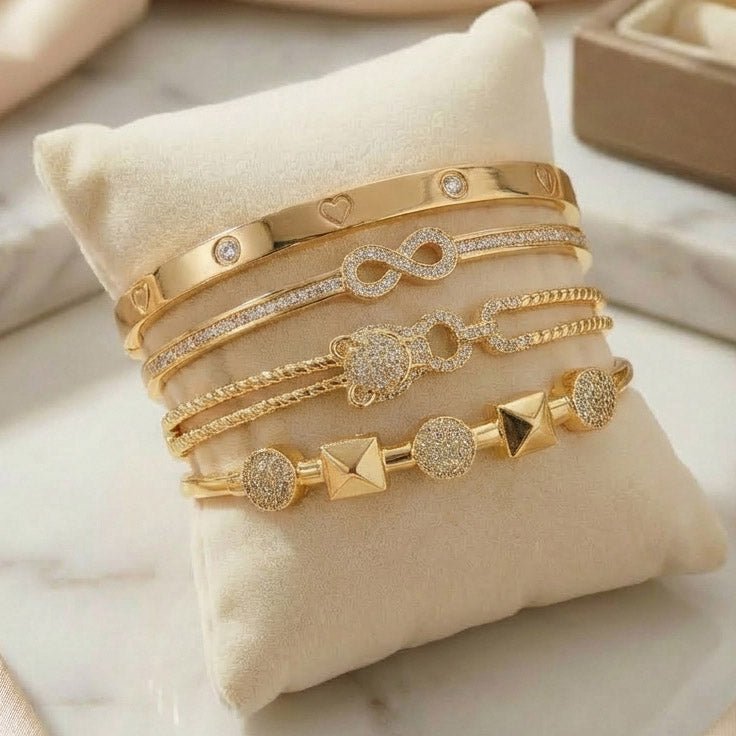 Golden Infinity Bangle Stack - Upakarnaproduct_type