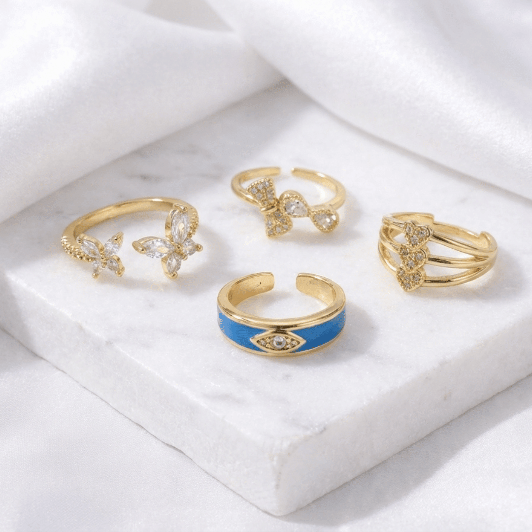 Golden Whimsy Ring Stack - Upakarnaproduct_type
