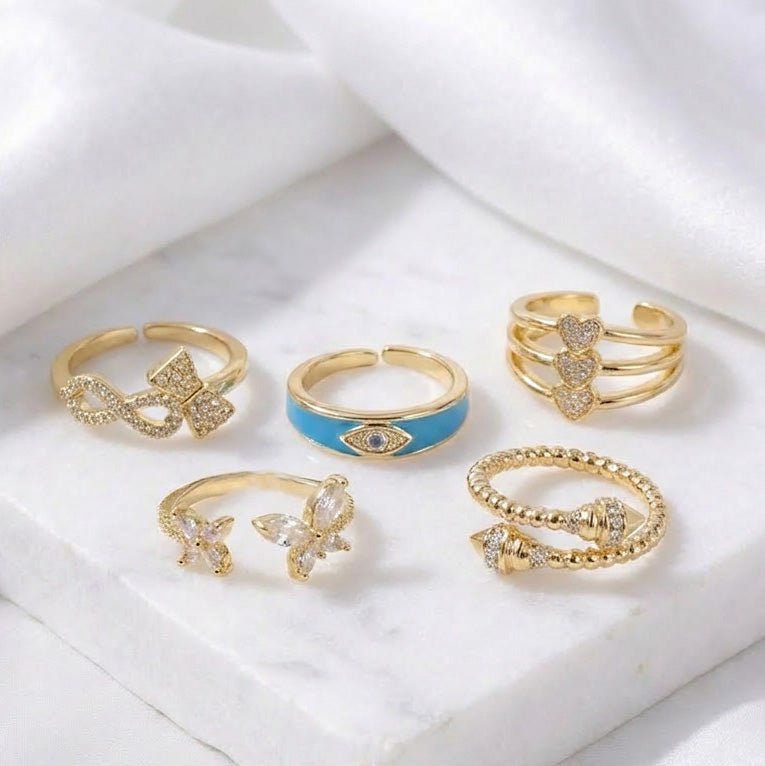 Golden Whimsy Ring Stack - Upakarnaproduct_type