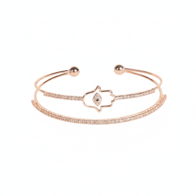 Hamsa Haven Cuff Bangle | Anti-tarnish | Gold Plated | Adjustable