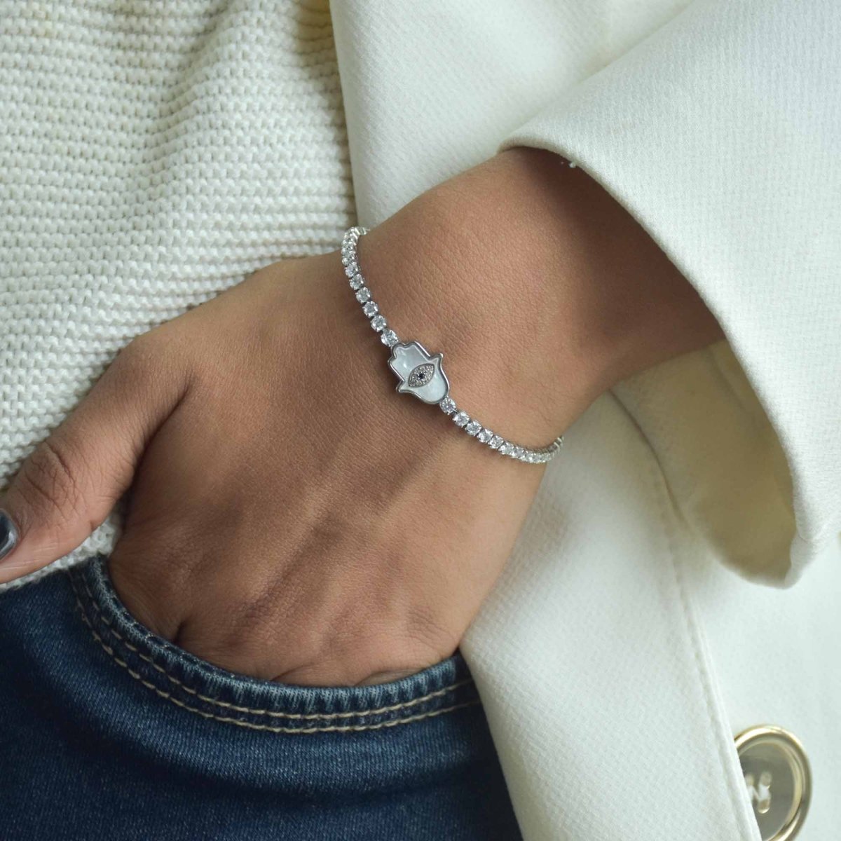 Hamsa tennis Bracelet - Upakarnaproduct_type